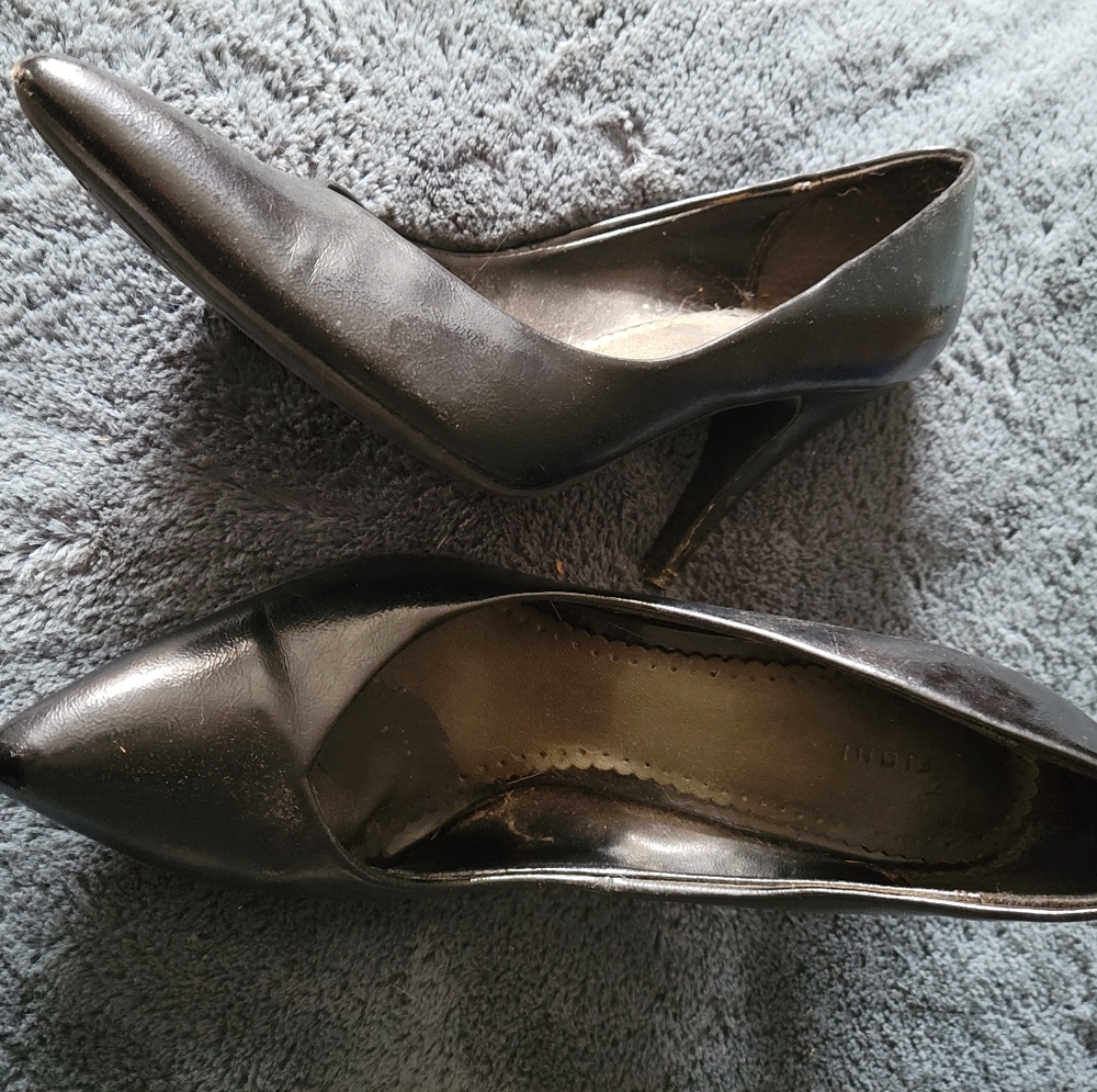 Black leather heels